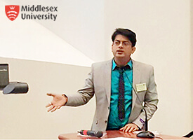 Dr Navdeep Sharma (Globally Renowned Ayurvedic Healer)  Delivering a talk On Depression at the Middlesex University, London